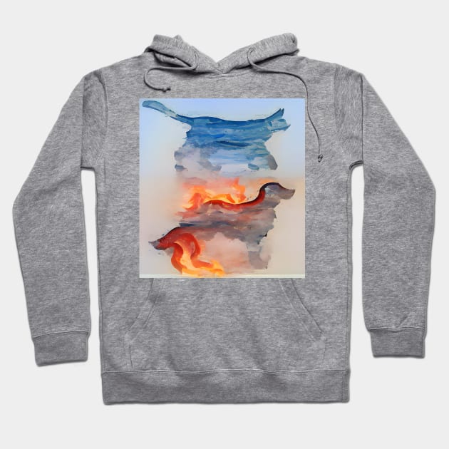 fire and water cat and dog Hoodie by Flowerandteenager